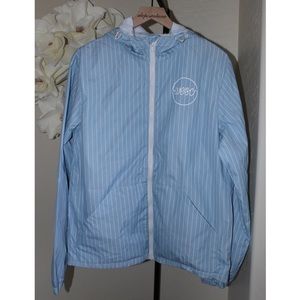 NWOT Wesc White and Blue Pinstriped Windbreaker Jacket